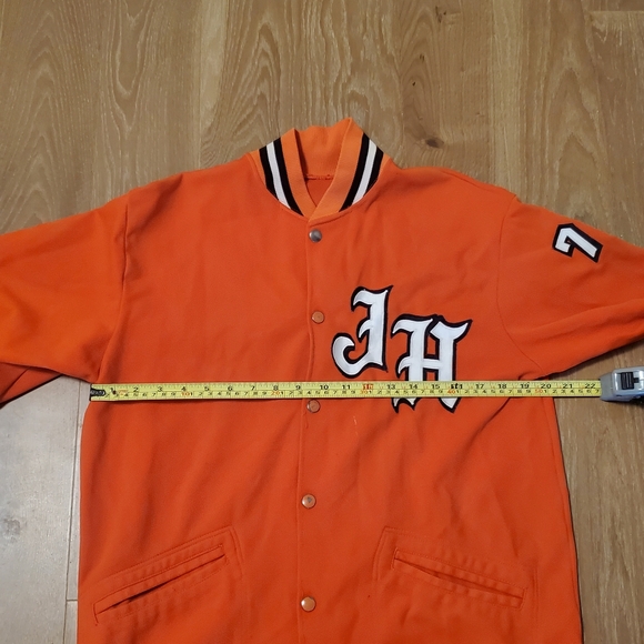 Vintage 1980s Orange White Embroidered Lightweight Varsity Jacket Large 80s #76 - Picture 16 of 16